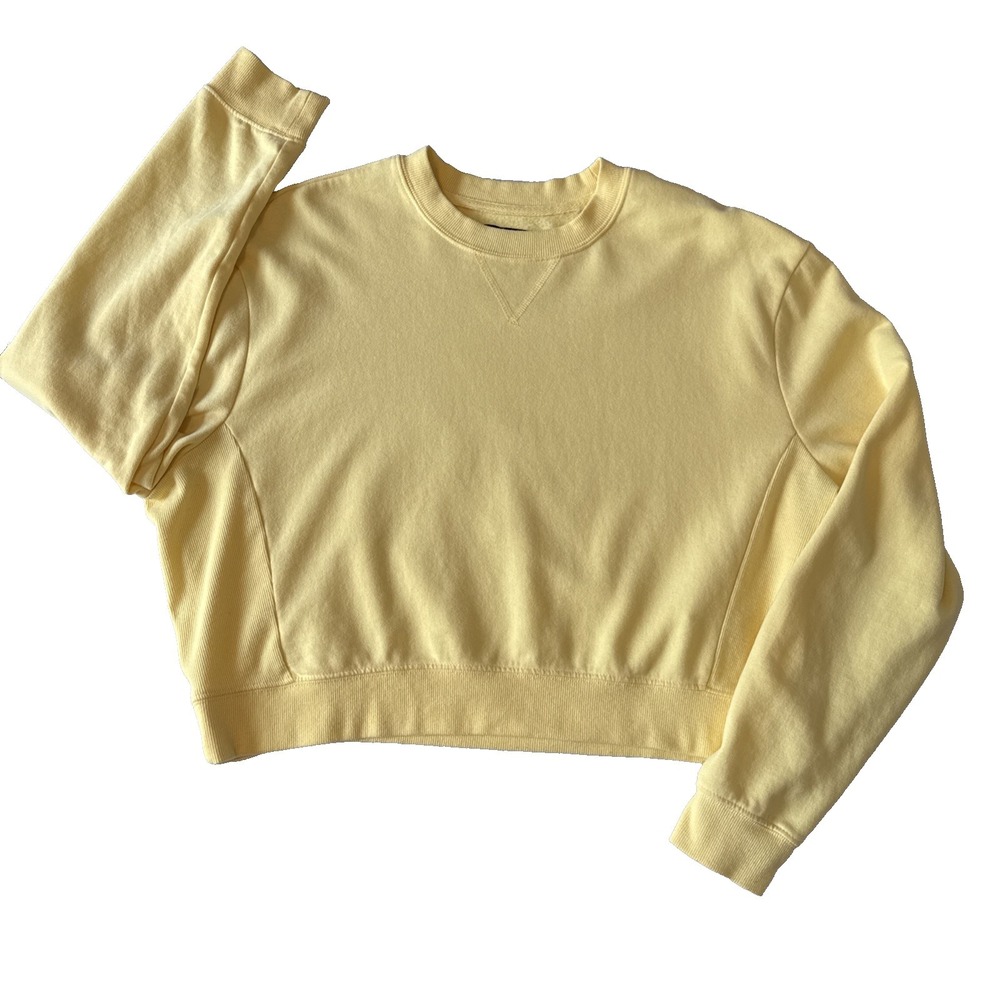 LA Hearts Lemon Yellow Cozy Cropped‎ Sweatshirt M Athleisure Lounge Comfy Gym
